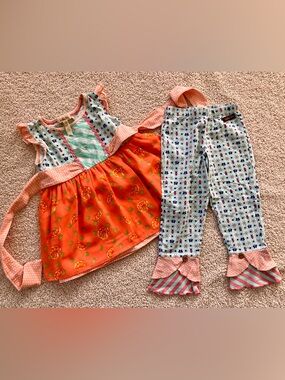 Matilda Jane Mint, Coral & Navy Ladybug Dress and Leggings Set